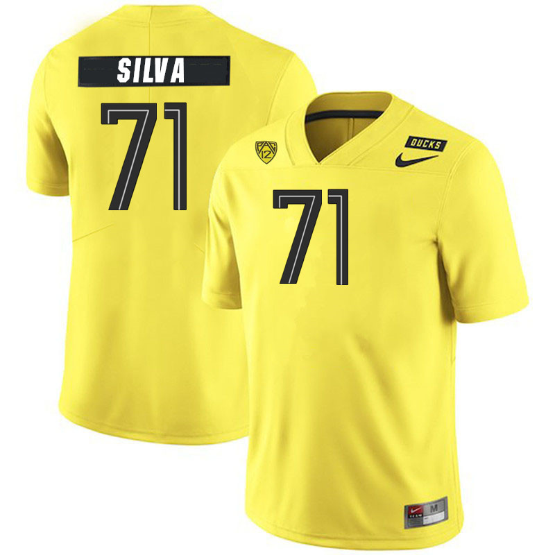 Men #71 George Silva Oregon Ducks College Football Jerseys Stitched Sale-Yellow - Click Image to Close